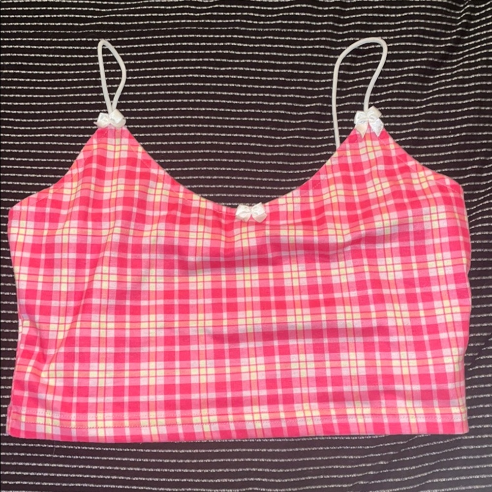 pink plaid tank top